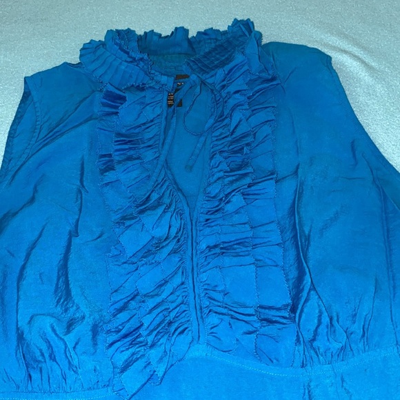 LANE BRYANT ruffle blouse sleeveless buttons at chest keyhole side zip size 20 - Picture 3 of 10